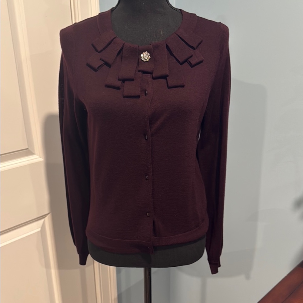 Ann Taylor Purple Cardigan with Feminine Details